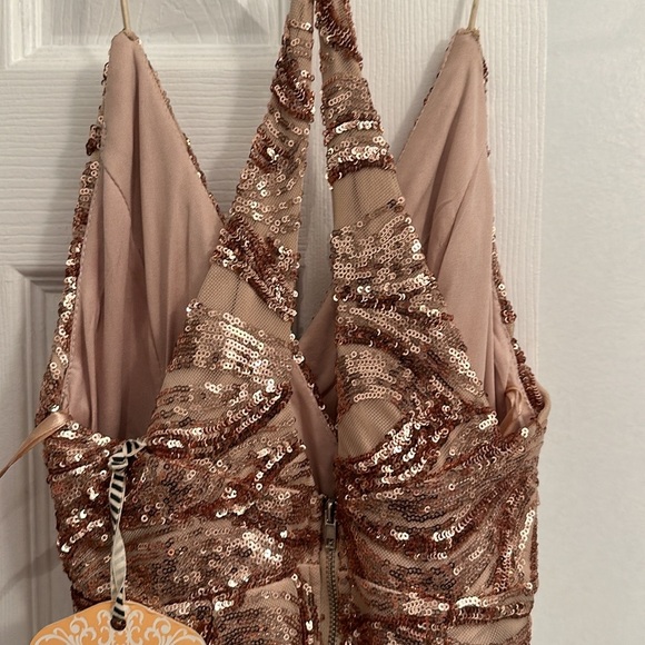 gold/ tan sequin mini dress - Picture 3 of 3